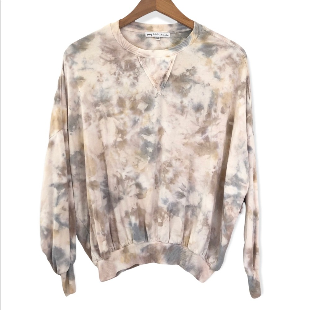 Young Fabulous & Broke Juliette Tie Dye Neutrals Crewneck Sweatshirt sz XS